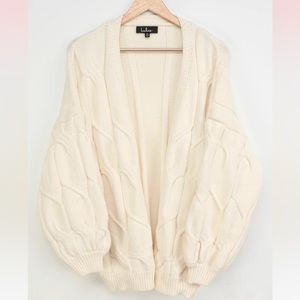 Lulus Cream Cable Knit Oversized Cardigan Sweater